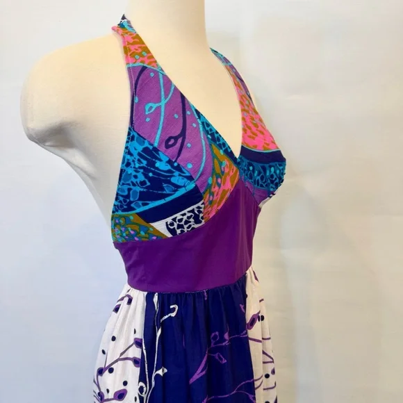 Vintage 60s Cole of California Mod Wild Print Halter Swim Sun Dress Maxi Gown - Picture 5 of 9